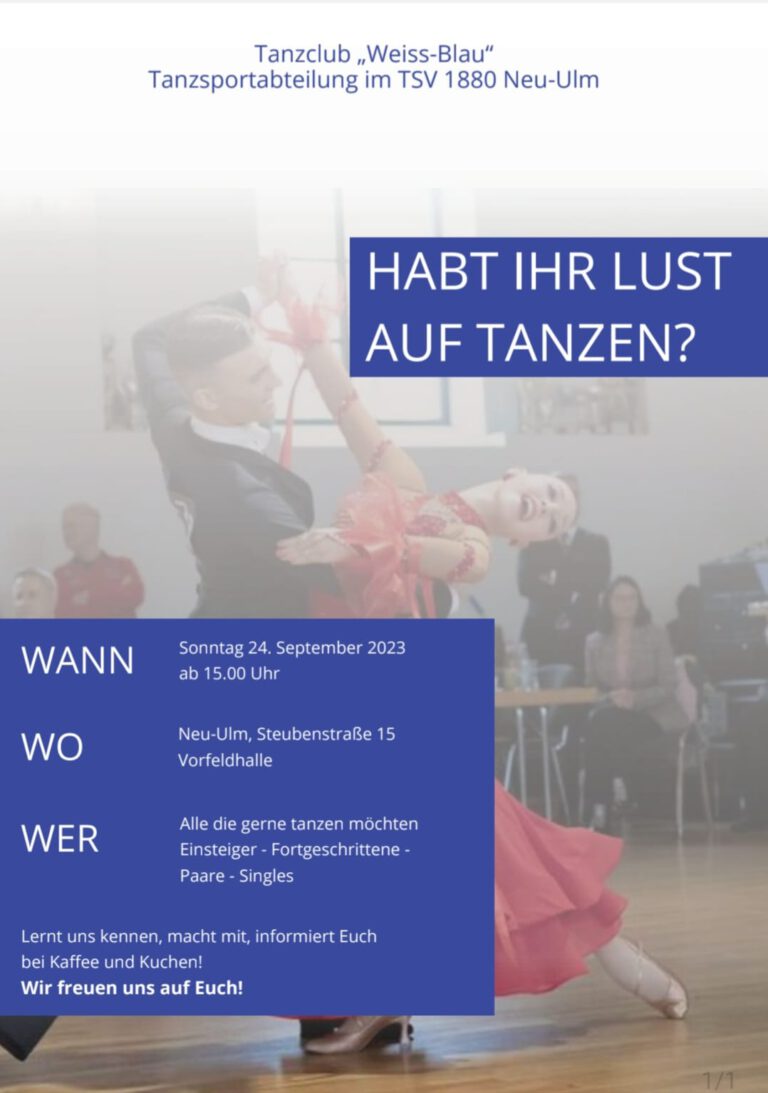 Read more about the article Tanzclub Weiss-Blau Kennenlernen am 24.09.23